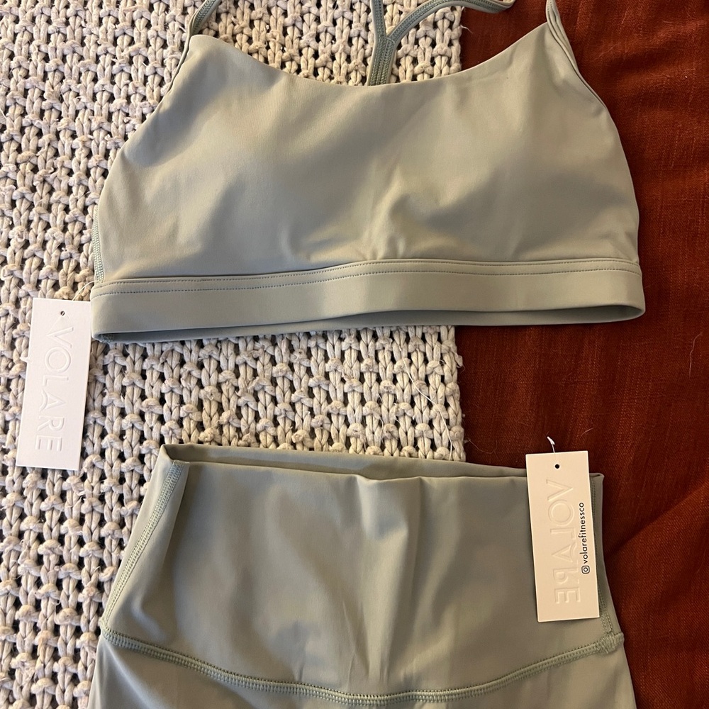 Olive High-Waisted Leggings and Sports Bra Set